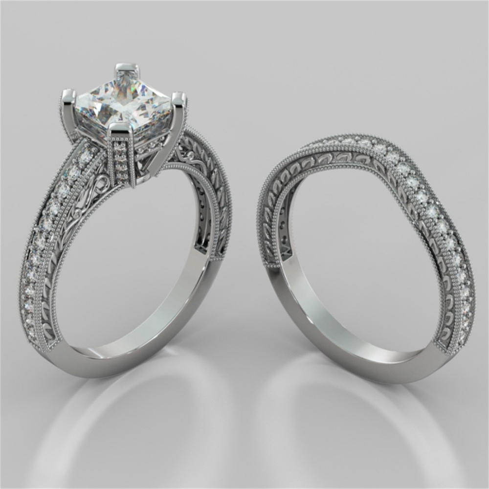 14K White Gold 1.92 Total Carat Weight Engagement Set Agape Lab Diamond Wmns 7